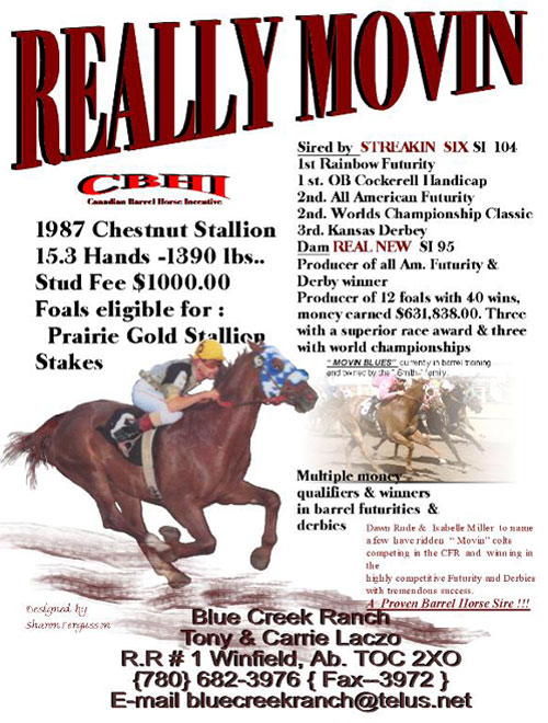 Really Movin, Tony & Carrie Laczo, Blue Creek Ranch