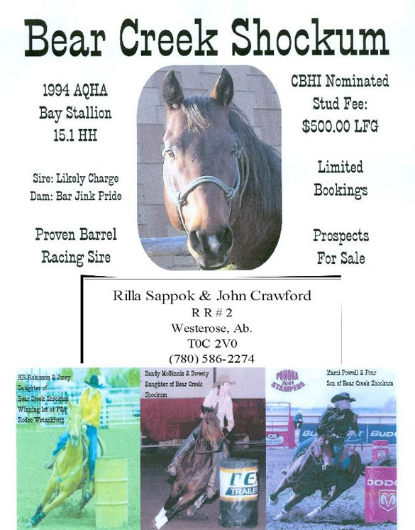 Bear Creek Shockum - Proven Barrel Racing Sire