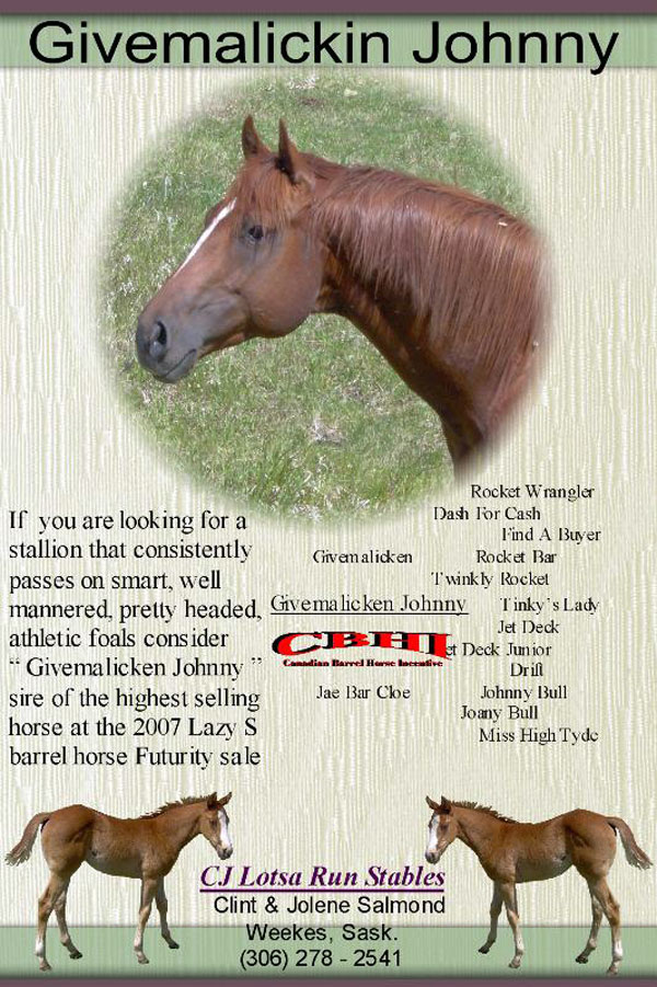 Givemalicken Johnny - CJ Lotsa Run Stables